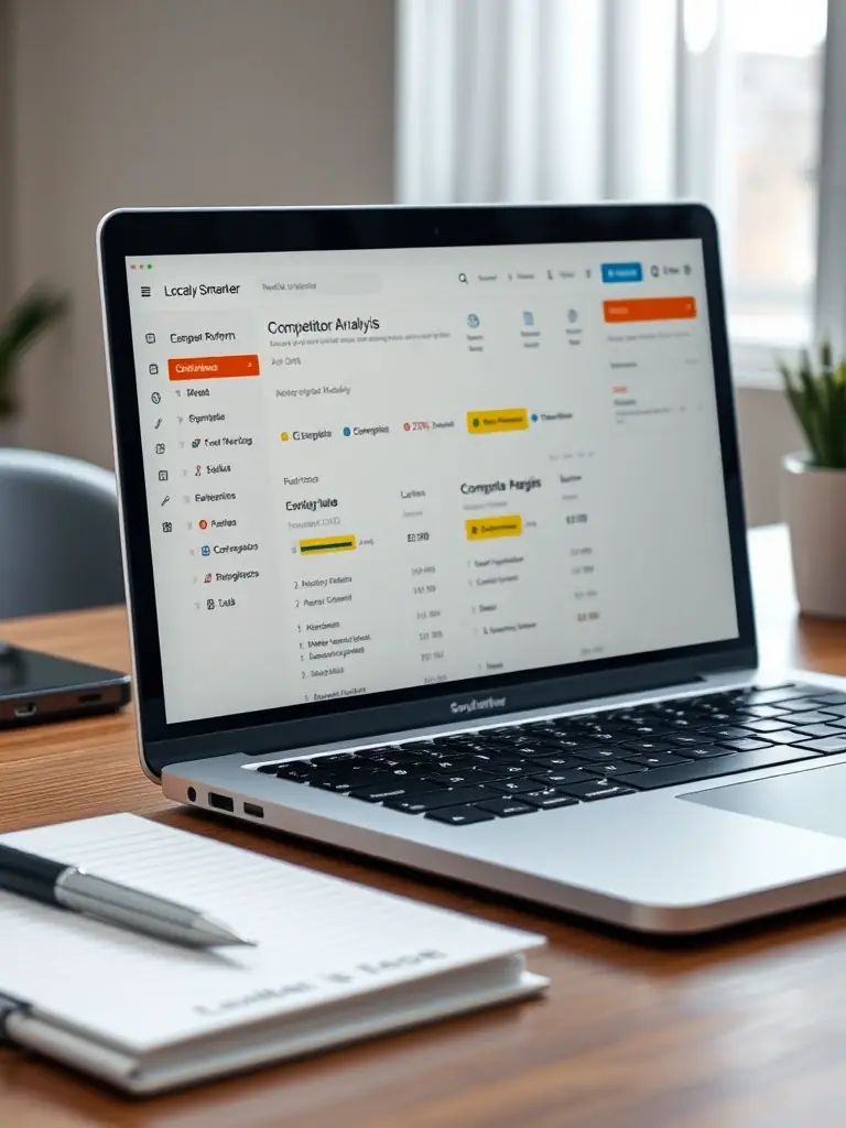 A close-up view of the Locally Smarter platform's competitor analysis tool, highlighting key insights about a competing business's online strategy.